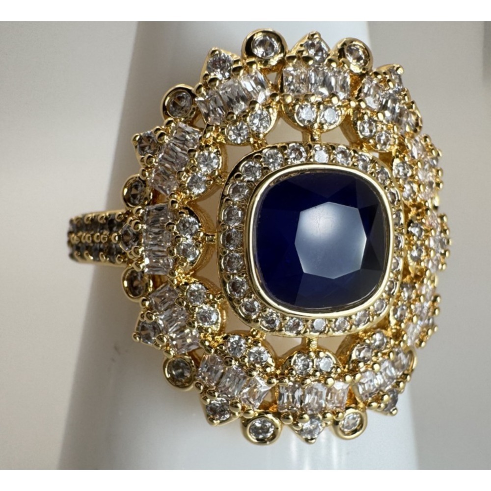 Bomb Party Sept Ring RG76487 Let The Sky Speak Lab Sapphire Gold Plated Size 11